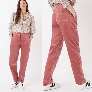 Elegant Pink Corduroy Straight Leg Pants